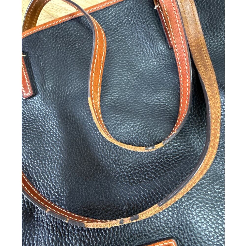 Dooney & Bourke Black Pebbled Leather Tote with Chestnut Trim - Picture 6 of 7
